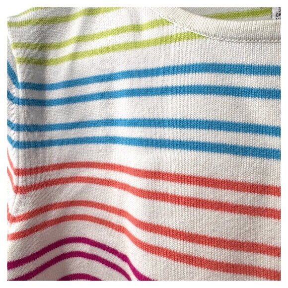 Talbots Petite size large colourful stripe short sleeve shirt - Picture 2 of 4